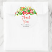 Sticker Rond Strawberries and Daisies Bridal Shower Thank You (Sac)