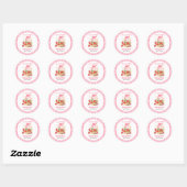 Sticker Rond Strawberries hearts,pink bow Berry First Birthday (Feuille)