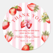 Sticker Rond Strawberry Coquette Bow Baby Shower Favor Gift (Devant)
