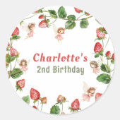 Sticker Rond Strawberry enchanted fairy garden birthday (Devant)