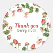 Sticker Rond Strawberry enchanted fairy garden Thank You (Devant)