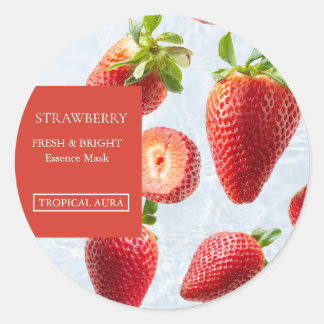 Sticker Rond Strawberry Facial Mask Label