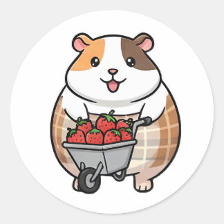 Sticker Rond Strawberry Guinea Pig