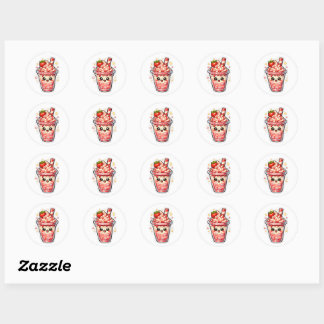 Sticker Rond Strawberry Ice Tea