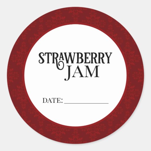 Sticker Rond Strawberry Jam Canning Lid Labels (Devant)
