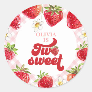 Sticker Rond Strawberry Two Sweet 2e anniversaire