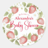 Sticker Rond Strawberry Woodland Baby Shower (Devant)
