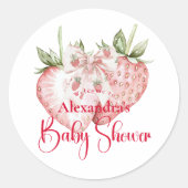 Sticker Rond Strawberry Woodland Baby Shower (Devant)