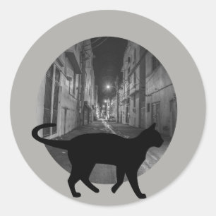 Sticker Rond Street cat
