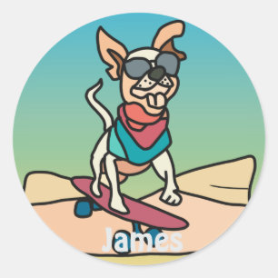 Sticker Rond Street Retro Chien avec lunettes de soleil sur Ska