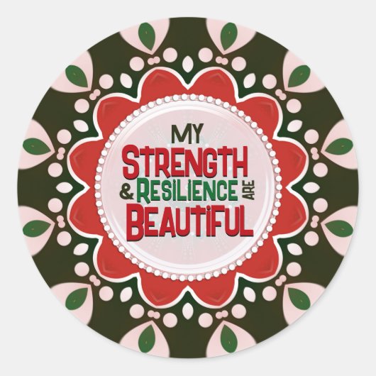 Sticker Rond Strength Resilience Beautiful  Appreciation Words (Devant)