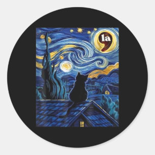 Sticker Rond Stress Night Black Cat Comma La Kamala Harris