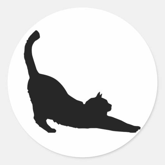 Sticker Rond Stretting Black Cat Silhouette (Devant)