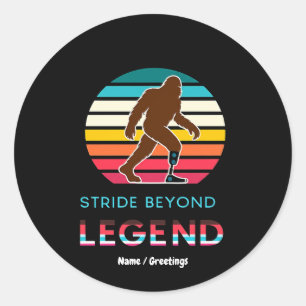 Sticker Rond Stride Beyond Legend Sasquatch Amputé Vintage