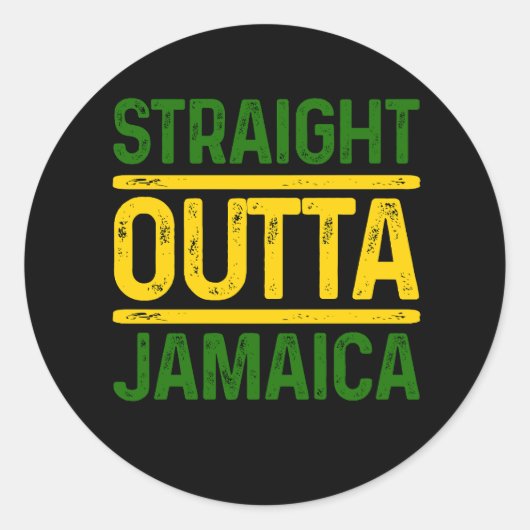 Sticker Rond Stright Outta Jamaïque Caribbean Party Pride Jamai (Devant)