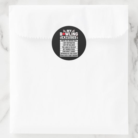 Sticker Rond Strike And Smile Co Tee Funny Bowling Excuses (Sac)