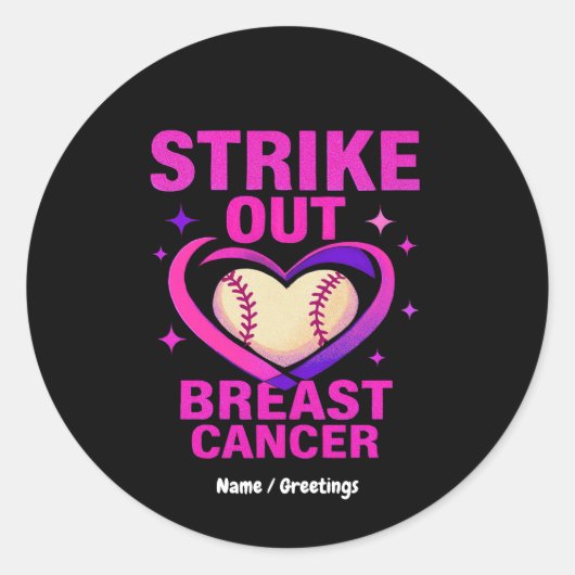 Sticker Rond Strikeout Sensibilisation au cancer du sein Violen (Devant)