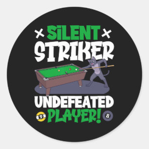 Sticker Rond Striker Silencieux - Billard Et Chat