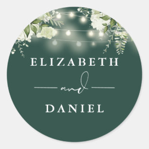 Sticker Rond String éclaire Floral Emerald Wedding Favor
