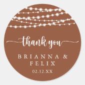 Sticker Rond String Lights Terracotta Merci Mariage Faveur (Devant)