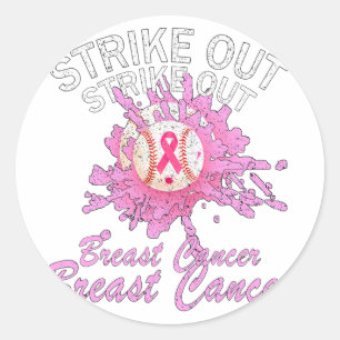 Sticker Rond Striout Breast Cancer Sensibilisation Baseball Ros
