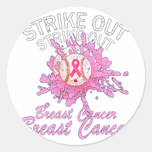 Sticker Rond Striout Breast Cancer Sensibilisation Baseball Ros (Devant)