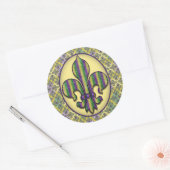 Sticker Rond Stripe Mardi Gras Fleur de lis (Enveloppe)