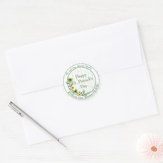Sticker Rond Striped Clovers Envelope Seal (Enveloppe)