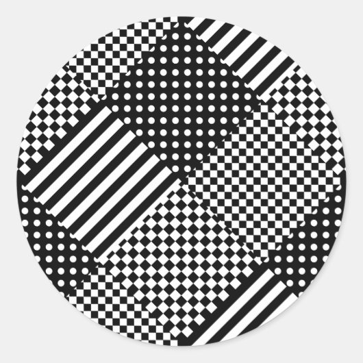 Sticker Rond Stripes Check Harlequin Pois Conception mixte (Devant)