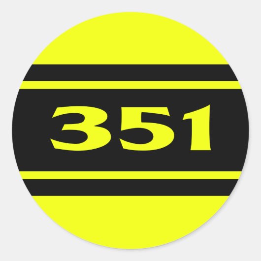 Sticker Rond Stripes de course noire jaune 351 Moteur (Devant)