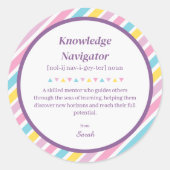 Sticker Rond Stripes Enseignant Mentor Appréciation Merci (Devant)