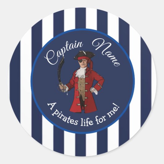 Sticker Rond Stripes Nautiques Boy Pirate (Devant)