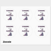 Sticker Rond Strong As A Mother black (Feuille)