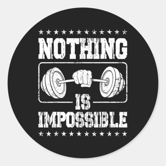 Sticker Rond Strongman Rien N'Est Impossible Accès Bodybuilder (Devant)