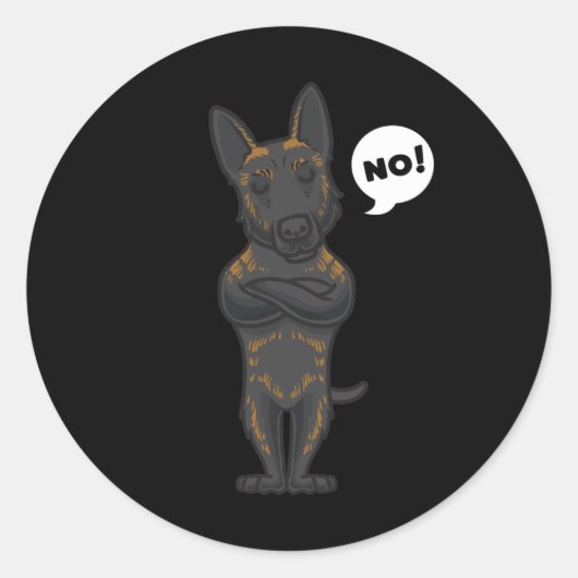 Sticker Rond Stuborn Hollandse Herdershond Dog Funny Chien Fan (Devant)