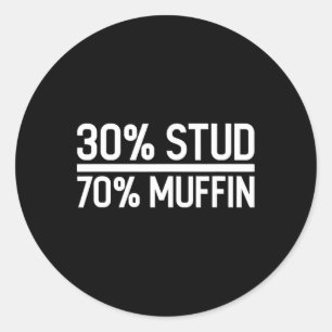 Sticker Rond Stud 70% Muffin Funny - Vente de Fêtes des pères