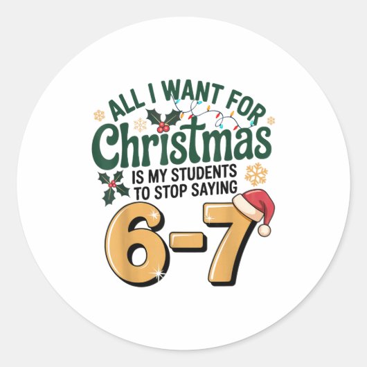 Sticker Rond Students Saying 6-7 67 Six Seven Funny Teacher Chr (Devant)