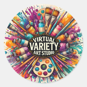Sticker Rond Studio d'art varié virtuel – Éclaboussure de peint