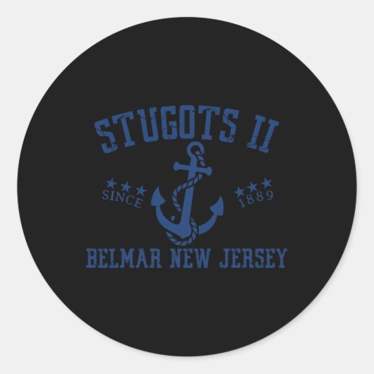 Sticker Rond Stugots Belmar Nj Rope Retro Sarcastic Funny Boati (Devant)