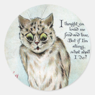 Sticker Rond Stung Chat Vintage Valentine