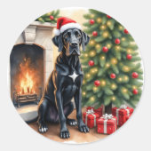 Sticker Rond Stunning Great Dane Christmas  (Devant)