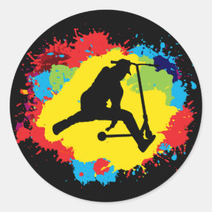 Sticker Rond Stunt Scooter Freestyle Scootering Rider