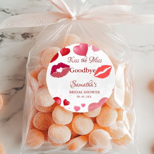 Sticker Rond Stylé Baiser Adieu aux Lèvres Rouges Enterrement d