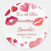 Sticker Rond Stylé Baiser Adieu aux Lèvres Rouges Enterrement d (Devant)