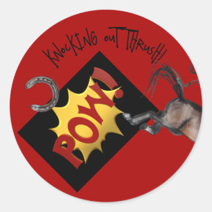 Sticker Rond style bande dessinée KNOCKING out thrush