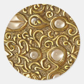 Sticker Rond Style baroque Brûlé or motif floral (Devant)