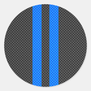Sticker Rond Style bleu de fibre de carbone d'accent emballant