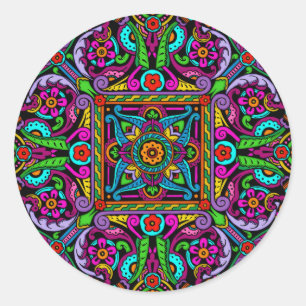 Sticker Rond Style Bohème Vitrail