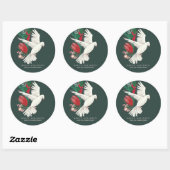 Sticker Rond Style Botanique Vert & Rouge Dove Noël (Feuille)