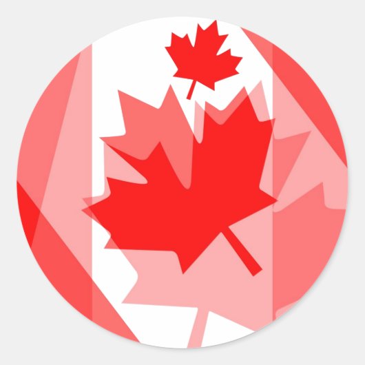 Sticker Rond Style canadien Feuille d'érable rouge en couches C (Devant)
